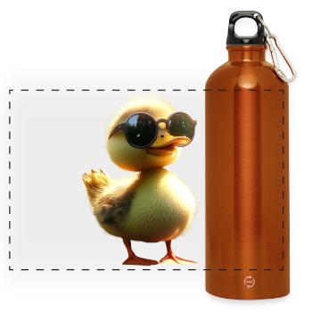 Canard, Canard colvert, Caneton, Caneton, , Canard - Gourde panoramique avec mousqueton 750 ml - orange - Devant