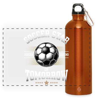 Fußball Star Legende Fußballer Spieler Talent Kids - Panorama Trinkflasche mit Karabiner 750 ml - Orange - Vorne