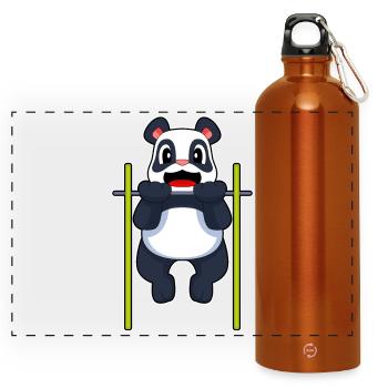 Panda Bodybuilder Pull-ups Bodybuilding - Panoramic Drinks Bottle with Carabiner 750 ml - burnt orange - Front