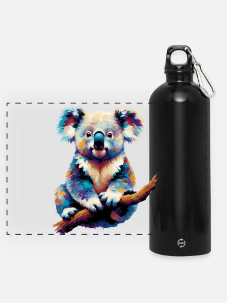 Koala - Panorama Trinkflasche mit Karabiner 750 ml - Schwarz
