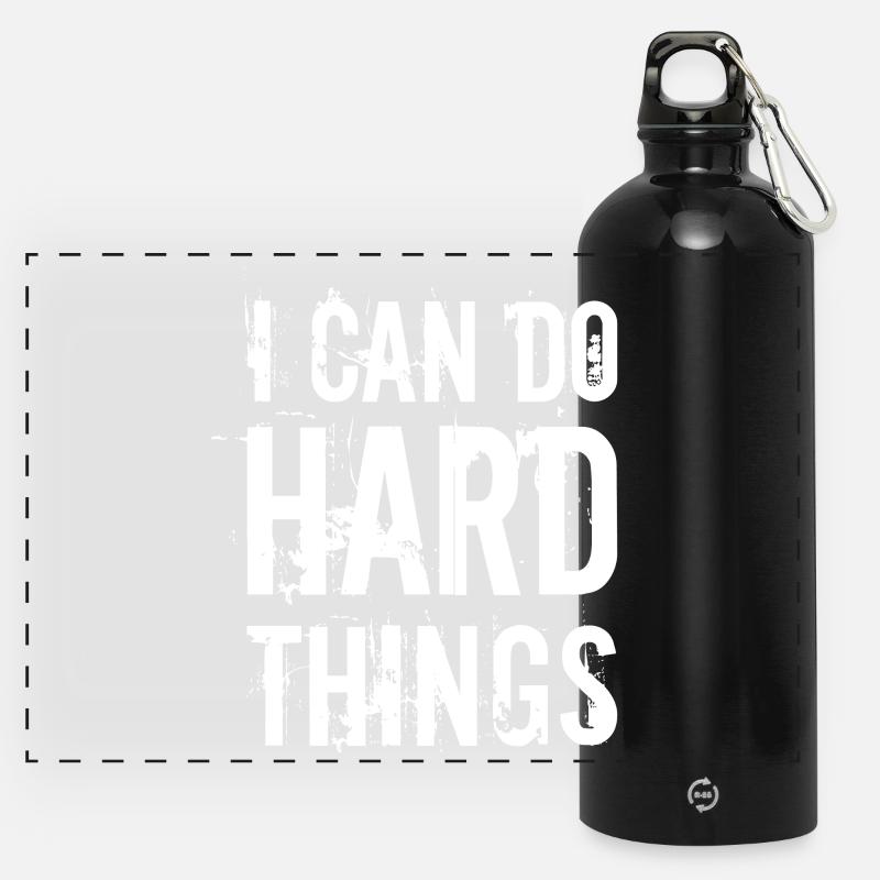 I can do hard things - Panoramic Drinks Bottle with Carabiner 750 ml - black