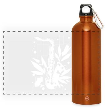 Saxophone Cartoon Look - Gourde panoramique avec mousqueton 750 ml - orange - Devant