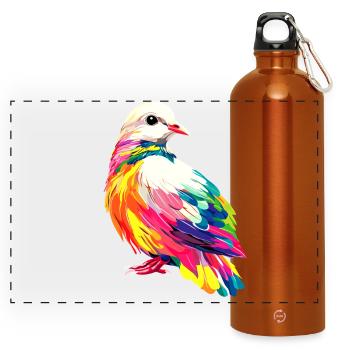Taube Weiß Stadttaube Ringeltaube Weiße Tauben - Panorama Trinkflasche mit Karabiner 750 ml - Orange - Vorne