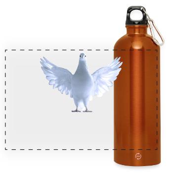 Pigeon Blanc Pigeon de ville Pigeon ramier Colombes blanches - Gourde panoramique avec mousqueton 750 ml - orange - Devant