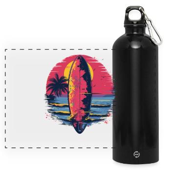 Planche de surf Synthwave - Gourde panoramique avec mousqueton 750 ml - noir - Devant