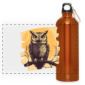 Eule - Panorama Trinkflasche mit Karabiner 750 ml - Orange - Vorne