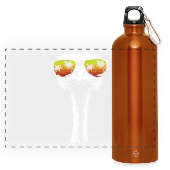 Strauß Sonnenbrille Vogel Palmen Geschenk Retro - Panorama Trinkflasche mit Karabiner 750 ml - Orange - Vorne