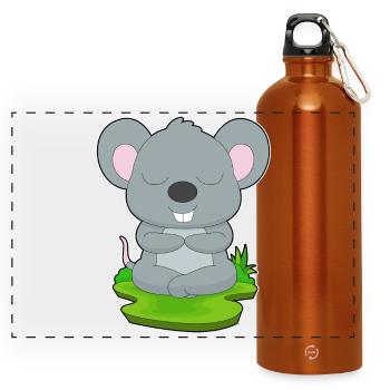 Mouse Yoga Fitness Meditation - Panoramic Drinks Bottle with Carabiner 750 ml - burnt orange - Front
