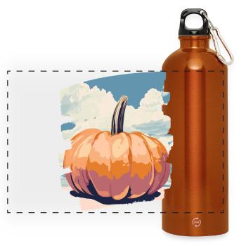 Pumpkin - Panoramic Drinks Bottle with Carabiner 750 ml - burnt orange - Front