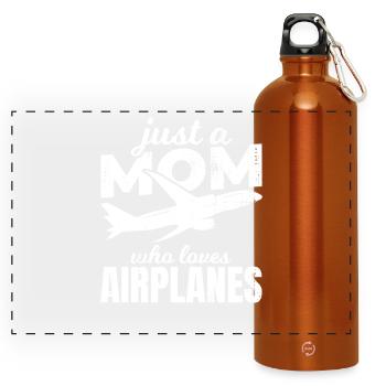 Maman qui adore les avions - Gourde panoramique avec mousqueton 750 ml - orange - Devant