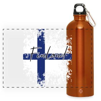 Finnish pride, flag of Finland - Panoramic Drinks Bottle with Carabiner 750 ml - burnt orange - Front