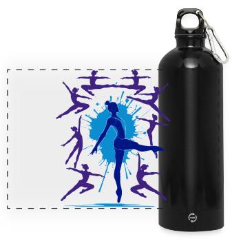 Gymnastics Gymnastics Acrobatics Artistic Gymnastics - Panoramic Drinks Bottle with Carabiner 750 ml - black - Front