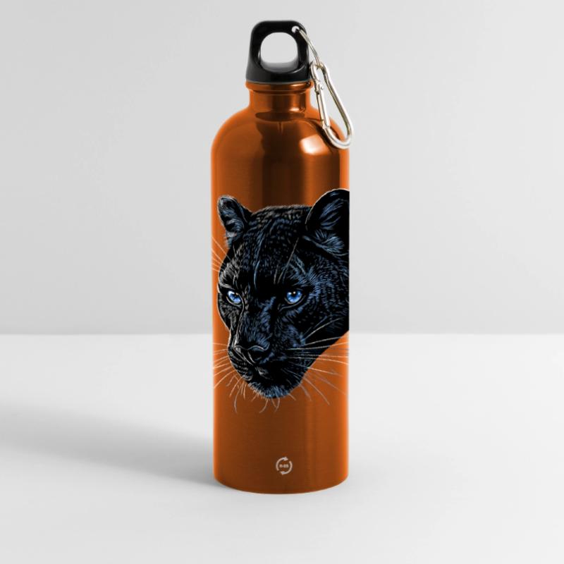 Panther Leopard Big Cat Cute Big Cat Panter Panoramic Drinks Bottle with Carabiner 750 ml