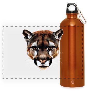 Panther Leopard Raubkatze Süße Großkatze Katzen - Panorama Trinkflasche mit Karabiner 750 ml - Orange - Vorne