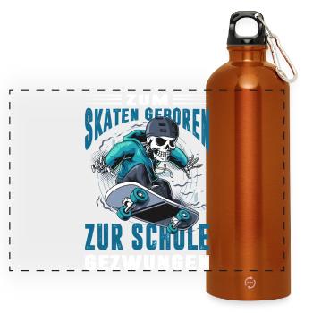 Skateboard Geschenke Skateboardfahrer Outfits - Panorama Trinkflasche mit Karabiner 750 ml - Orange - Vorne