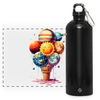 Cream Planet Waffle Cream Solar System - Panoramic Drinks Bottle with Carabiner 750 ml - black - Front