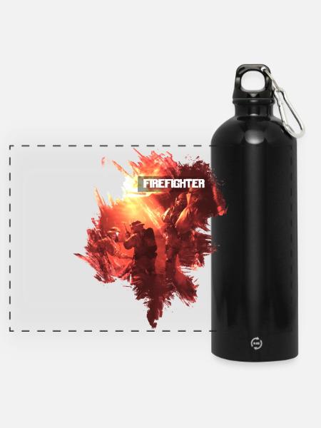 Firefighter - Panorama Trinkflasche mit Karabiner 750 ml - Schwarz