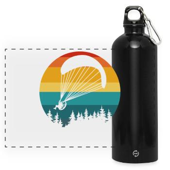Parapente Vintage Sunset Design - Gourde panoramique avec mousqueton 750 ml - noir - Devant