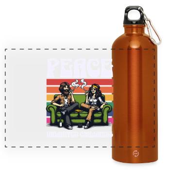 Peace shirt for real chillers - Panoramic Drinks Bottle with Carabiner 750 ml - burnt orange - Front