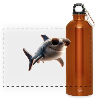 Shark Shark Tiger Shark Diver Cute Sharks Great White Shark - Panoramic Drinks Bottle with Carabiner 750 ml - burnt orange - Front