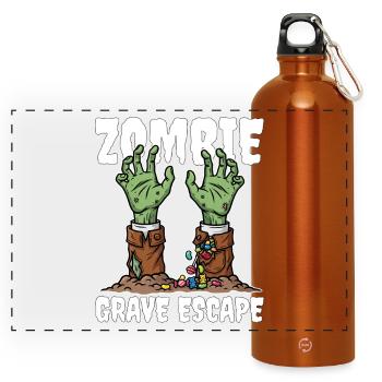 ZOMBIE_GRAVE_ESCAPE - Panoramic Drinks Bottle with Carabiner 750 ml - burnt orange - Front