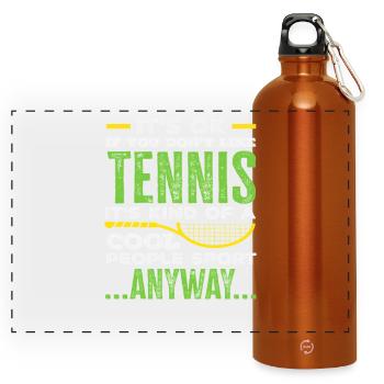 Tennis players: Tennis for cool people - Panoramic Drinks Bottle with Carabiner 750 ml - burnt orange - Front