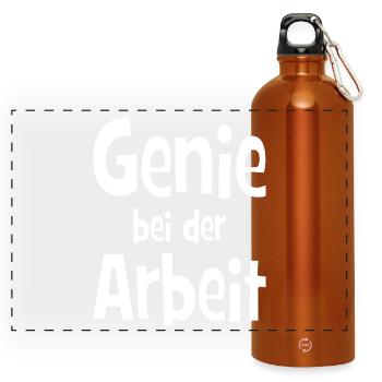 Genius at work - office - job - work - Panoramic Drinks Bottle with Carabiner 750 ml - burnt orange - Front