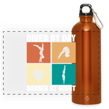 Diving diving board - Panoramic Drinks Bottle with Carabiner 750 ml - burnt orange - Front