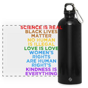 Social Justice Love Equality Human Rights  - Panoramic Drinks Bottle with Carabiner 750 ml - black - Front
