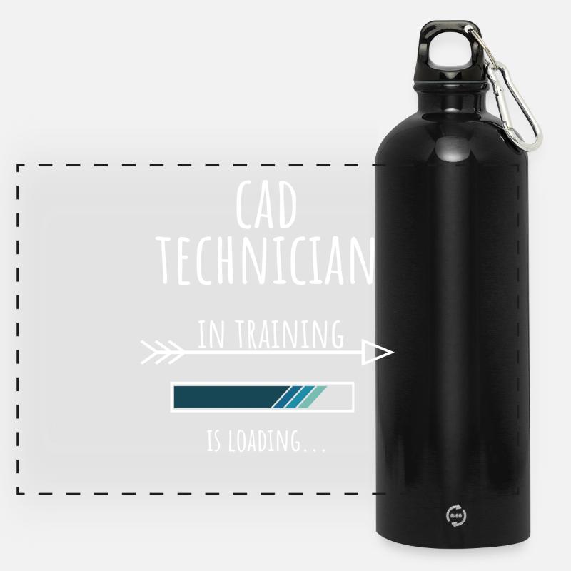 Gift Profession Training CAD Technician - Panoramic Drinks Bottle with Carabiner 750 ml - black