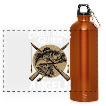 Cool Guys Walking Fishing Angler Fisherman - Panoramic Drinks Bottle with Carabiner 750 ml - burnt orange - Front