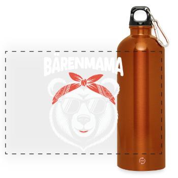 Werdende Mutter BÄRENMAMA Bald Mama Lustiges - Panorama Trinkflasche mit Karabiner 750 ml - Orange - Vorne