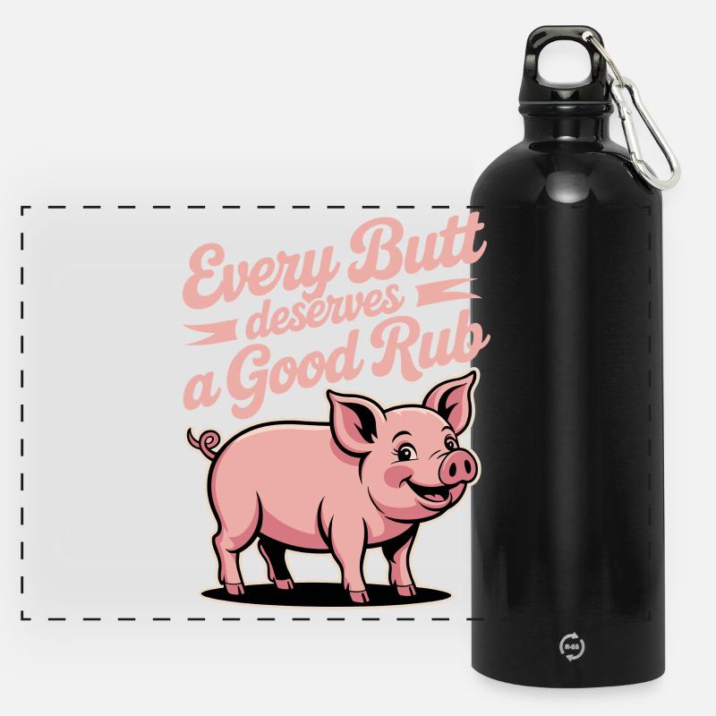 BBQ Griller Grilling Saying Funny - Panoramic Drinks Bottle with Carabiner 750 ml - black