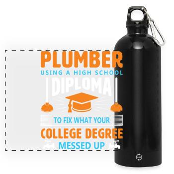 Chauffagiste Plombier Plombier de construction chauffage - Gourde panoramique avec mousqueton 750 ml - noir - Devant