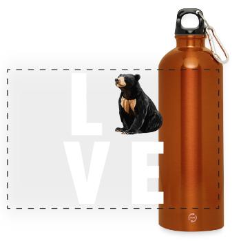 Sun Bear Malaienbär - Panorama Trinkflasche mit Karabiner 750 ml - Orange - Vorne