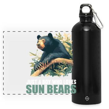 Sun Bear Malaienbär - Panorama Trinkflasche mit Karabiner 750 ml - Schwarz - Vorne