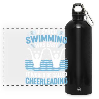 Synchronschwimmen Kunstschwimmen Wassersport - Panorama Trinkflasche mit Karabiner 750 ml - Schwarz - Vorne