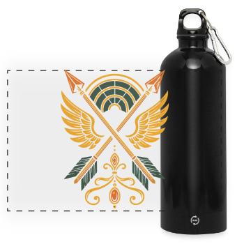 Archery Target Archer Bow Hunting Design - Panoramic Drinks Bottle with Carabiner 750 ml - black - Front