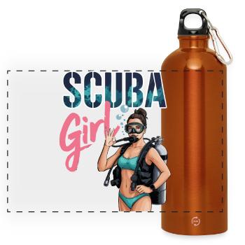 Scuba Girl Tauch-Design - Panorama Trinkflasche mit Karabiner 750 ml - Orange - Vorne