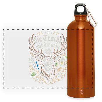 Möge die Tracht mit dir sein - Festzelt & Gaudi - Panorama Trinkflasche mit Karabiner 750 ml - Orange - Vorne