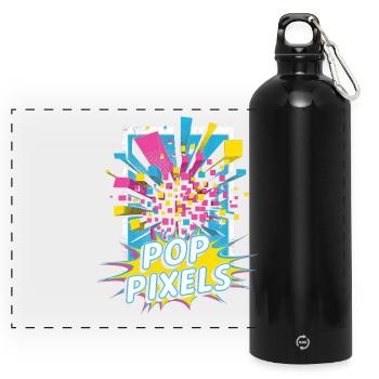 Pop Pixels Pop Culture Rétro Jeu vidéo - Gourde panoramique avec mousqueton 750 ml - noir - Devant