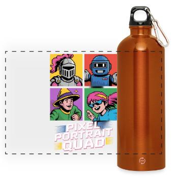 Pixel Portrait Quad Pop Culture Rétro Jeu vidéo - Gourde panoramique avec mousqueton 750 ml - orange - Devant