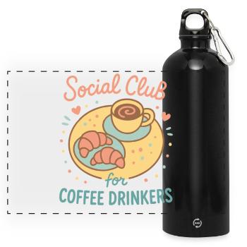 Social Club For Coffee Drinkers Design - Panoramic Drinks Bottle with Carabiner 750 ml - black - Front