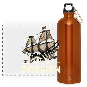 Historische Bremer Hansekogge  - Panorama Trinkflasche mit Karabiner 750 ml - Orange - Vorne
