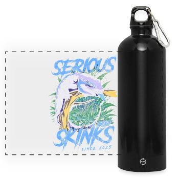Ernsthaft über Blauzungenskinke seit 2025 - Panorama Trinkflasche mit Karabiner 750 ml - Schwarz - Vorne