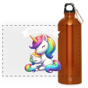 Maman Licorne Mamacorn Mère Fille Dadacorn - Gourde panoramique avec mousqueton 750 ml - orange - Devant