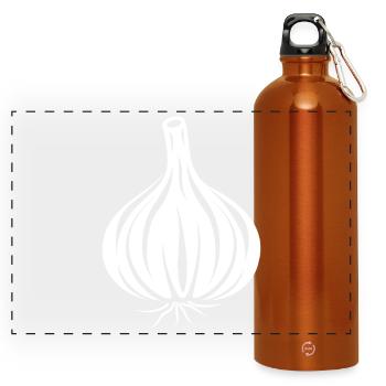 Ail silhouette noir et blanc - Gourde panoramique avec mousqueton 750 ml - orange - Devant