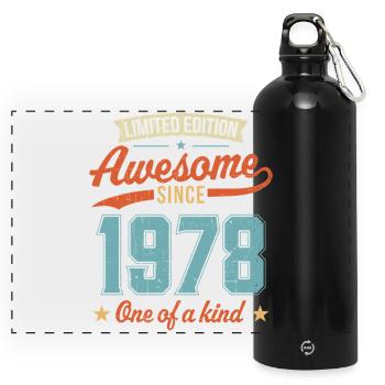 Awesome Since 1978 - Panoramic Drinks Bottle with Carabiner 750 ml - black - Front