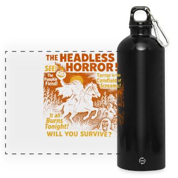 The Headless Horror Pumpkin Movie Poster Halloween - Panoramic Drinks Bottle with Carabiner 750 ml - black - Front