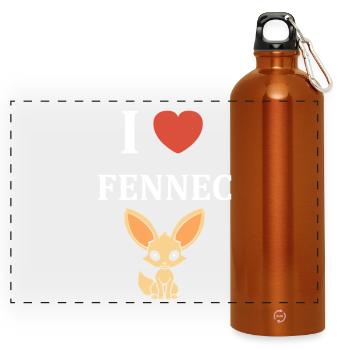 I love Fennec - Panoramic Drinks Bottle with Carabiner 750 ml - burnt orange - Front